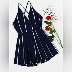 NWT - Beautiful navy stripe romper.